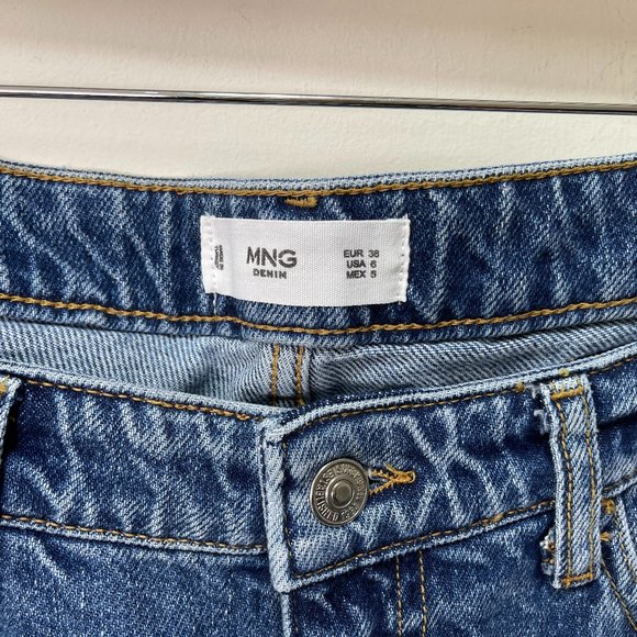 Mango Cameo Relaxed Straight Step Waist Raw Hem Jeans sz 6 - Picture 7 of 16
